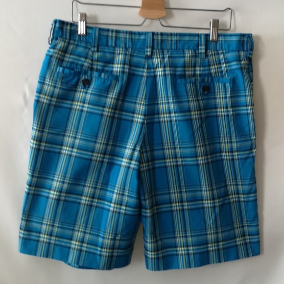 Men's Like-new Izod Golf Performance X Blue & Yellow Plaid Shorts Size 34 Waist - Picture 4 of 5
